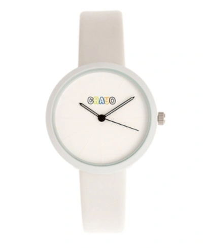 Crayo Unisex Blade White Leatherette Strap Watch 37mm