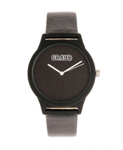 Crayo Unisex Splat Black Leatherette Strap Watch 38mm