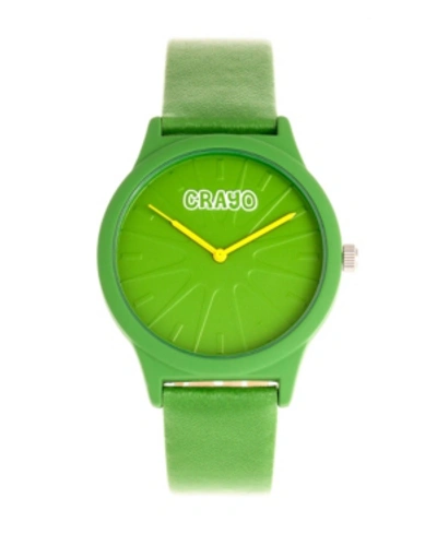 Crayo Unisex Splat Green Leatherette Strap Watch 38mm In Green / Yellow