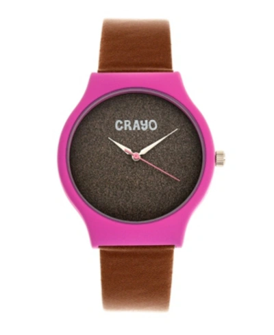Crayo Unisex Glitter Brown Leatherette Strap Watch 36mm