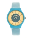 CRAYO UNISEX TRINITY POWDER BLUE LEATHERETTE STRAP WATCH 36MM