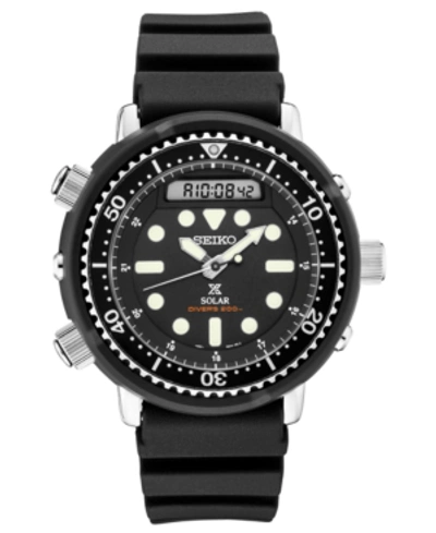 Seiko Men's Solar Analog-digital Prospex Divers Black Silicone Strap Watch 47.8mm