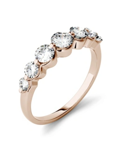 Charles & Colvard Moissanite Graduated Seven Stone Band 7/8 Ct. T.w. Diamond Equivalent In 14k White, Yellow, Or Rose In Rose Gold