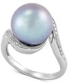 HONORA CULTURED GREY MING PEARL (12MM) & DIAMOND (1/8 CT. T.W.) STATEMENT RING IN 14K WHITE GOLD