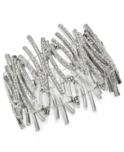 Inc International Concepts Crystal Zig-zag Stretch Bracelet, Created For Macy's In Silver