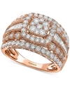 EFFY COLLECTION EFFY DIAMOND MULTI-ROW CLUSTER STATEMENT RING (1-5/8 CT. T.W.) IN 14K ROSE GOLD