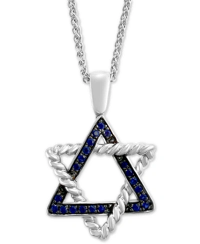 Effy Collection Effy Sapphire Star Of David 18" Pendant Necklace (1/3 Ct. T.w.) In Sterling Silver