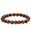Steeltime Men's Genunie Tiger Eye Stone Brown Beaded Bracelet In Brown