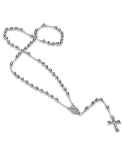 Steeltime Stainless Steel Religious Classic Beaded Rosary With Necklaces In Silver