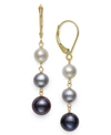 BELLE DE MER WHITE CULTURED FRESHWATER PEARL (5-8 MM) LEVERBACK EARRINGS IN 14K YELLOW GOLD. ALSO AVAILABLE IN BL