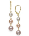 BELLE DE MER WHITE CULTURED FRESHWATER PEARL (5-8 MM) LEVERBACK EARRINGS IN 14K YELLOW GOLD. ALSO AVAILABLE IN BL