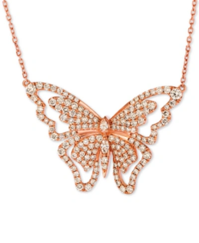 Le Vian Butterfly Away Nude Diamond 16" Pendant Necklace (2-3/4 Ct. T.w.) In 14k Rose Gold