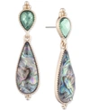 LONNA & LILLY GOLD-TONE STONE DOUBLE DROP EARRINGS