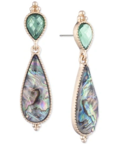 Lonna & Lilly Gold-tone Stone Double Drop Earrings In Green