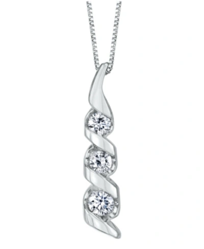 Sirena 1/3 Ct. T.w. Diamond Classic Three Stone Pendant In 14k Yellow Gold In White Gold