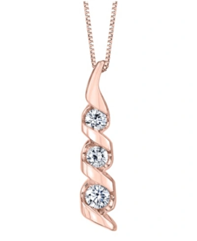 Sirena 1/3 Ct. T.w. Diamond Classic Three Stone Pendant In 14k Yellow Gold In Rose Gold