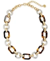 ALFANI TWO-TONE & TORTOISE-LOOK CHAIN LINK COLLAR NECKLACE, 17" + 2" EXTENDER, CREATED FOR MACY'S