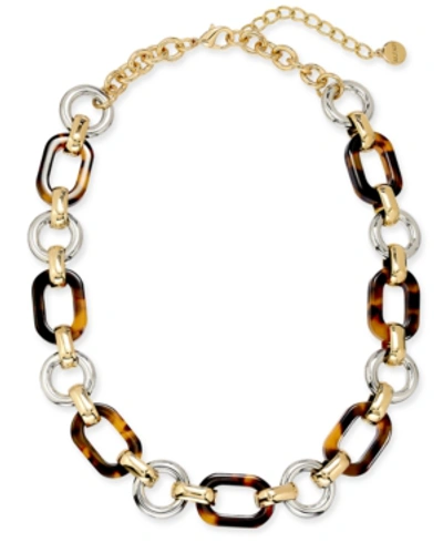 Alfani Two-tone & Tortoise-look Chain Link Collar Necklace, 17" + 2" Extender, Created For Macy's In Gold/tortoise