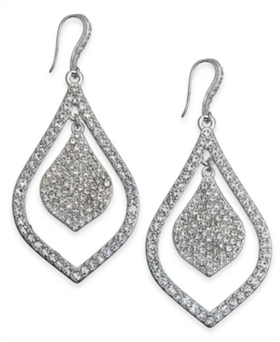 Inc International Concepts Silver-tone Crystal Pave Double Teardrop Drop Earrings, Created For Macy's