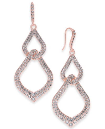 Inc International Concepts Rose Gold-tone Pave Interlocking Linear Drop Earrings, Created For Macy's