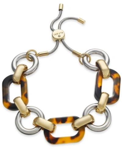 Alfani Two-tone & Tortoise-look Link Slider Bracelet, Created For Macy's In Gold/tortoise