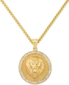 LEGACY FOR MEN BY SIMONE I. SMITH MEN'S CRYSTAL LION MEDALLION 24" PENDANT NECKLACE IN YELLOW ION-PLATED STAINLESS STEEL