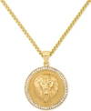 Legacy For Men By Simone I. Smith Men's Crystal Lion Medallion 24" Pendant Necklace In Yellow Ion-plated Stainless Steel In Gold Tone