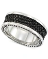Legacy For Men By Simone I. Smith Men's' Black Ion-plated Ring In Stainless Steel In Stainless Steel