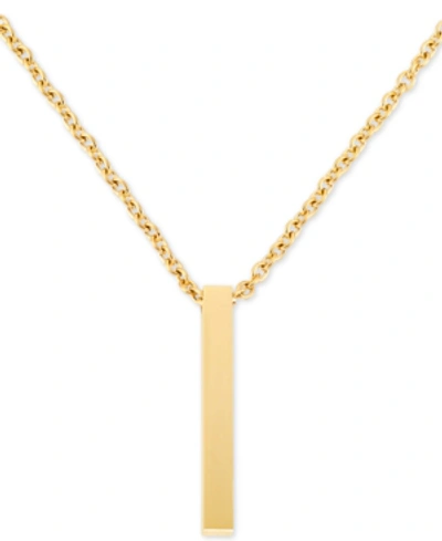 Legacy For Men By Simone I. Smith Men's Polished Bar 24" Pendant Necklace In Yellow Ion-plated Stainless Steel In Gold Tone