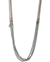 LONNA & LILLY GOLD-TONE PAVE EVIL EYE CHARM BEADED 36" TRIPLE-STRAND NECKLACE