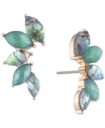 Lonna & Lilly Gold-tone Stone Climber Earrings In Green