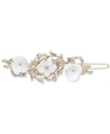 LONNA & LILLY GOLD-TONE PAVE & MOTHER-OF-PEARL FLOWER HAIR BARRETTE