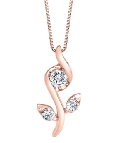 Sirena 1/0 Ct. T.w.diamond Rose Pendant In 14k White, Yellow Or Rose Gold In Pink