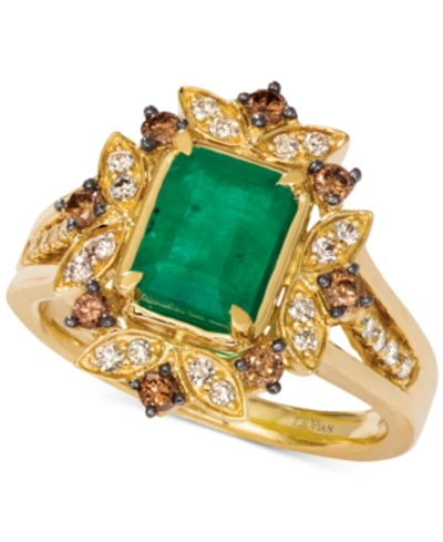 Le Vian Costa Smeralda Emerald (1-1/5 Ct. T.w.) & Diamond (1/2 Ct. T.w.) Ring Set In 14k Gold In Costa Smeralda Emeraldnude Diamondschocolate Diamonds Honey Gold