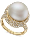 EFFY COLLECTION EFFY CULTURED FRESHWATER PEARL (14MM) & DIAMOND (1-1/20 CT. T.W.) RING IN 14K GOLD