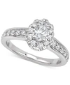 GIA CERTIFIED DIAMONDS GIA CERTIFIED DIAMOND OVAL HALO ENGAGEMENT RING (1 CT. T.W.) IN 14K WHITE GOLD