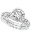 Gia Certified Diamonds Gia Certified Diamond Halo Bridal Set (1-1/2 Ct. T.w.) In 14k White Gold In White Gold
