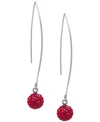 Giani Bernini Pave Crystal Ball On A Thread Wire Earrings Set In Sterling Silver. Available In Clear, Dark Blue Or In Red