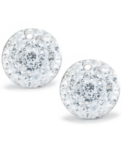 Giani Bernini Crystal Pave Stud Earrings In Sterling Silver. Available In Clear, Blue, Gray, Red Or Multi