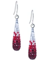 GIANI BERNINI PAVE TWO TONE CRYSTAL TEARDROP EARRINGS SET IN STERLING SILVER. AVAILABLE IN CLEAR AND BLUE, CLEAR A