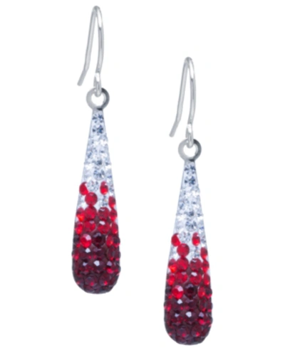 Giani Bernini Pave Two Tone Crystal Teardrop Earrings Set In Sterling Silver. Available In Clear And Blue, Clear A In Red,white