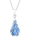 Giani Bernini Medium Teardrop Dried Flower Pendant With 18" Chain In Sterling Silver. Available In Multi, Blue Or In Blue