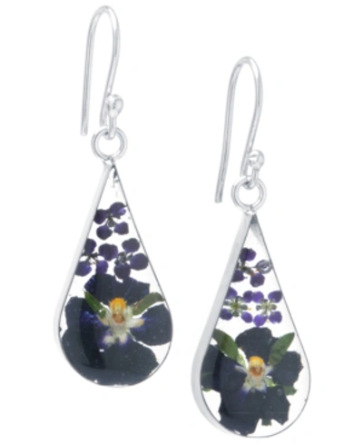 Giani Bernini Medium Teardrop Dried Flower Earrings In Sterling Silver. Available In Multi, Blue, Yellow Or Purple
