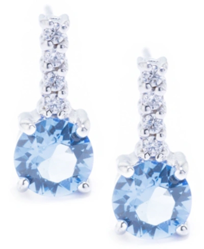 Giani Bernini Fine Crystal With Cubic Zirconia Bar Drop Earring In Sterling Silver (available In Clear, Blue, Ligh In Light Blue