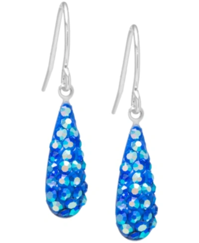 Giani Bernini Pave Crystal Teardrop Earrings In Sterling Silver. Available In Clear, Black, Blue, Multi, Purple Or