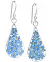 GIANI BERNINI MEDIUM TEARDROP DRIED FLOWER EARRINGS IN STERLING SILVER. AVAILABLE IN MULTI, BLUE, YELLOW OR PURPLE