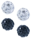 Giani Bernini Crystal 4mm 2-pc Set Pave Stud Earrings In Sterling Silver, Available In Black And White Or Red And In Black