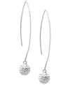 GIANI BERNINI PAVE CRYSTAL BALL ON A THREAD WIRE EARRINGS SET IN STERLING SILVER. AVAILABLE IN CLEAR, DARK BLUE OR