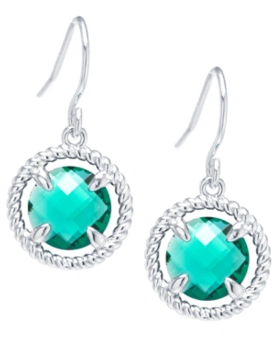 Giani Bernini Round Crystal Wire Drop Earrings In Sterling Silver. Available In Clear, Blue, Green Or Purple