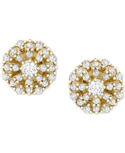 Wrapped Diamond Cluster Stud Earrings (1/4 Ct. T.w.) In 14k Gold, Created For Macy's In Yellow Gold